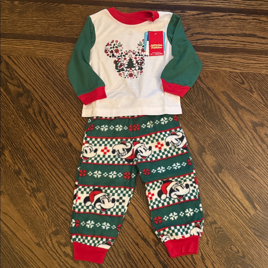 Disney Mickey & Minnie Nwt Christmas Pajamas Jammies For Your Families 2t
